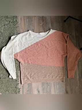 Madison + Hudson asymmetrical color-block knit sweater